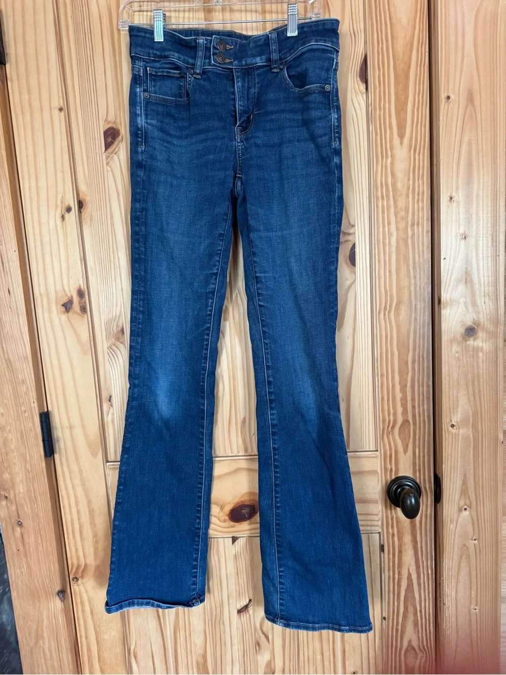 American Eagle Dark Blue Women's Low Rise Kick Boot Stretch Flare Jeans